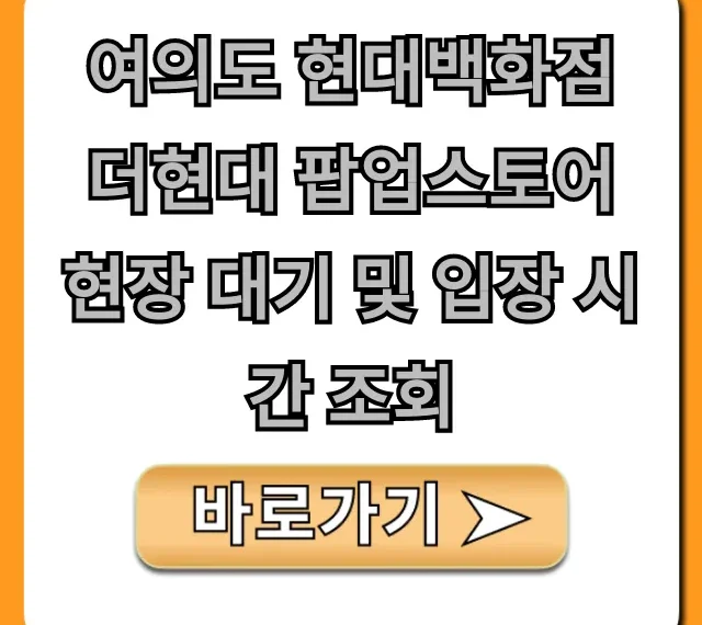 여의도 현대백화점 더현대 팝업스토어 현장 대기 및 입장 시간 조회 팁