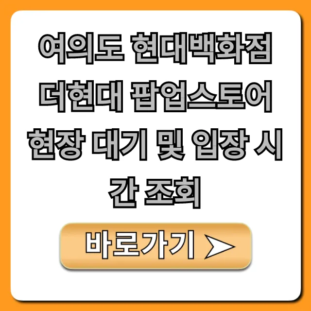 여의도 현대백화점 더현대 팝업스토어 현장 대기 및 입장 시간 조회 팁