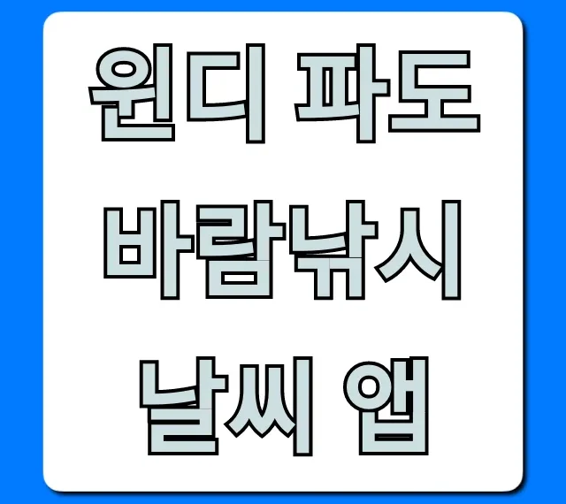 윈디 파도 바람낚시 날씨 앱: 필승 조황 비법 총정리