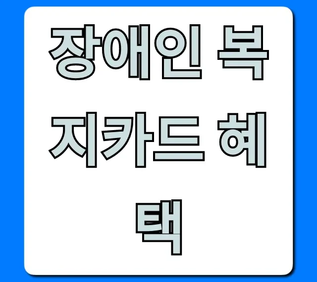 장애인 복지카드 혜택 신청부터 할인까지 꿀팁