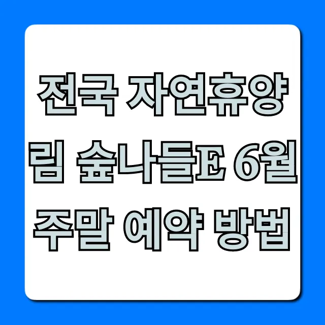 전국 자연휴양림 숲나들e 6월 주말 예약 방법 완벽가이드