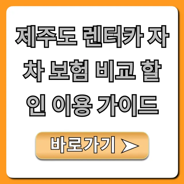 제주도 렌터카 자차 보험 비교 할인 이용 가이드 필수