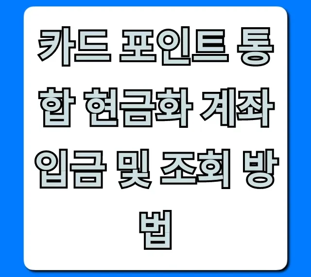 카드 포인트 통합 현금화 계좌 입금 및 조회 방법 완벽 가이드