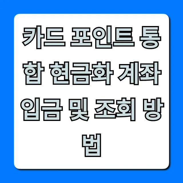 카드 포인트 통합 현금화 계좌 입금 및 조회 방법 완벽 가이드