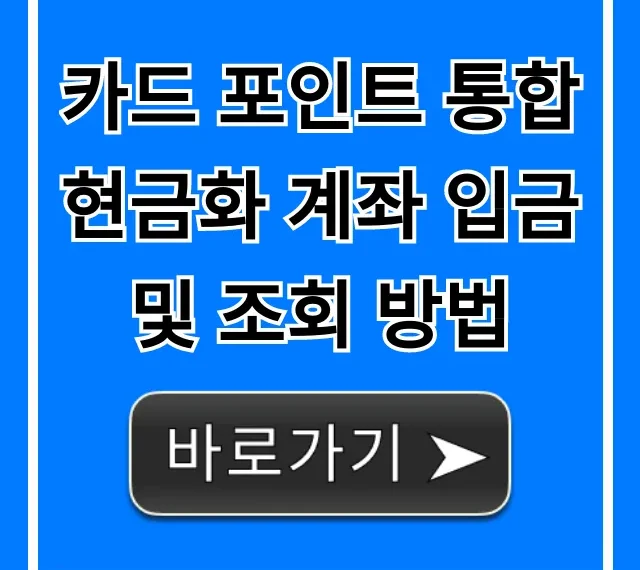 카드 포인트 통합 현금화 계좌 입금 및 조회 방법 총정리