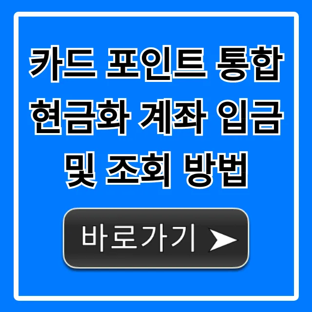 카드 포인트 통합 현금화 계좌 입금 및 조회 방법 총정리
