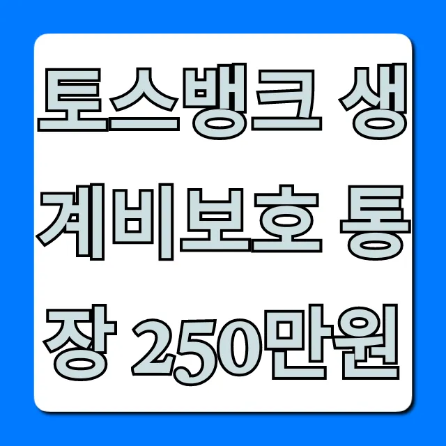 토스뱅크 생계비보호 통장 250만원 신청 자격 총정리