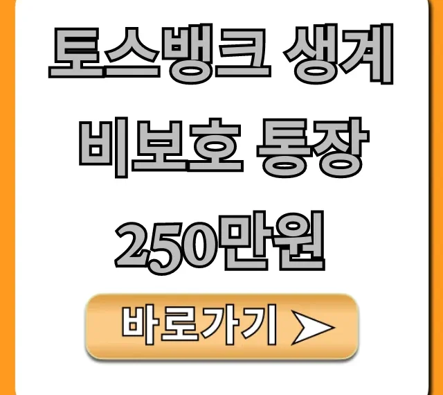 토스뱅크 생계비보호 통장 250만원, 즉시 신청 꿀팁!