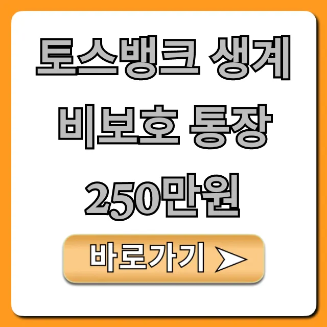 토스뱅크 생계비보호 통장 250만원, 즉시 신청 꿀팁!