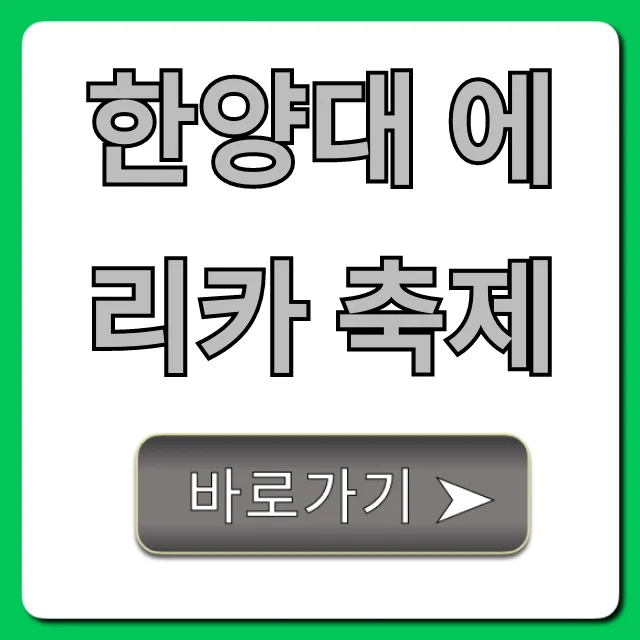 한양대 에리카 축제: 라인업, 일정 총정리