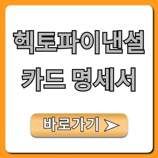 헥토파이낸셜 카드 명세서 조회 방법 꿀팁
