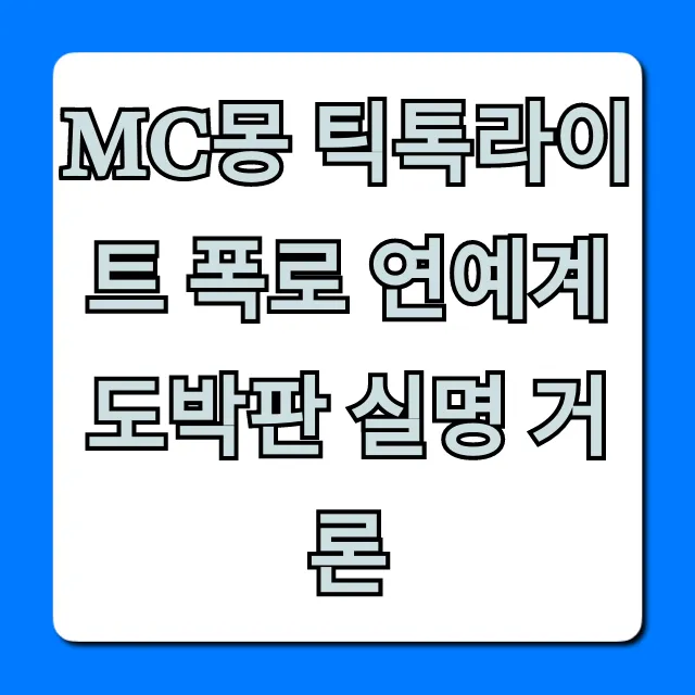 MC몽 틱톡라이트 폭로 연예계 도박판 실명 거론!