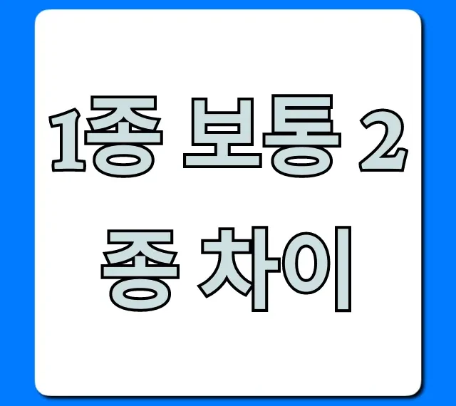 1종 보통 2종 차이? 운전면허 종류 완벽 가이드