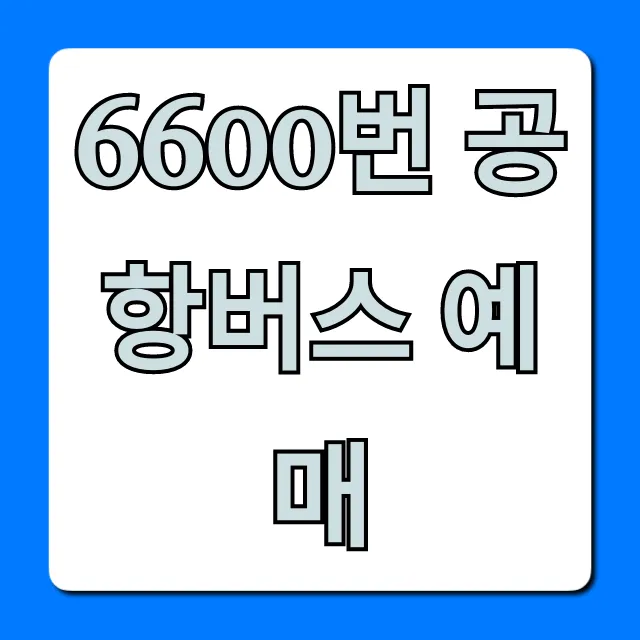 6600번 공항버스 예매 방법: 시간표, 요금 총정리
