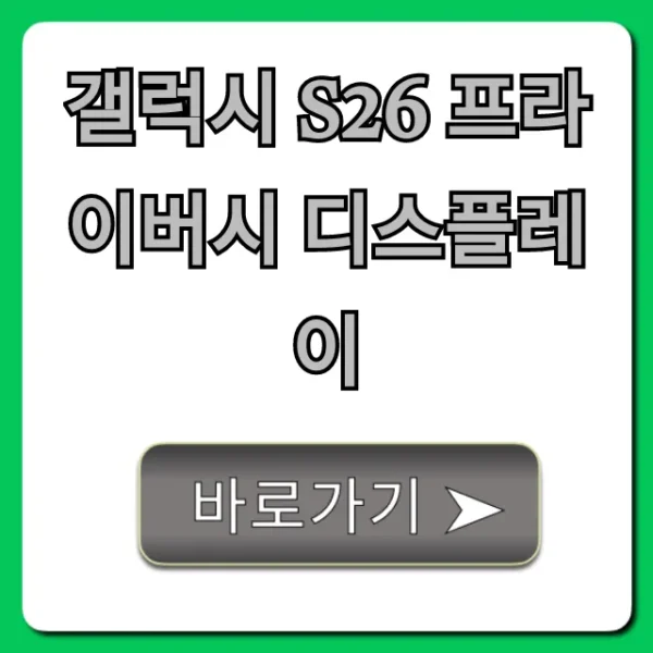 갤럭시 S26 프라이버시 디스플레이 꿀팁 총정리