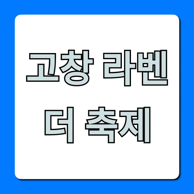 고창 라벤더 축제 기간, 입장료, 꿀팁 총정리