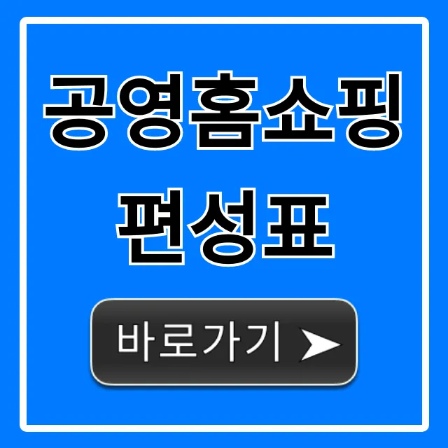공영홈쇼핑 편성표 오늘! 실시간 조회 꿀팁