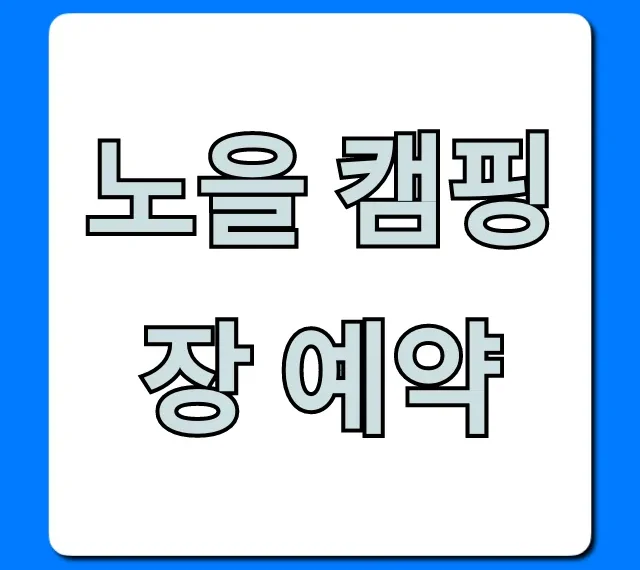 노을 캠핑장 예약 성공 꿀팁 & 명당 사이트 총정리