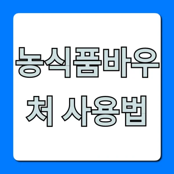 농식품바우처 사용법: 잔액조회부터 가맹점까지 완벽정리
