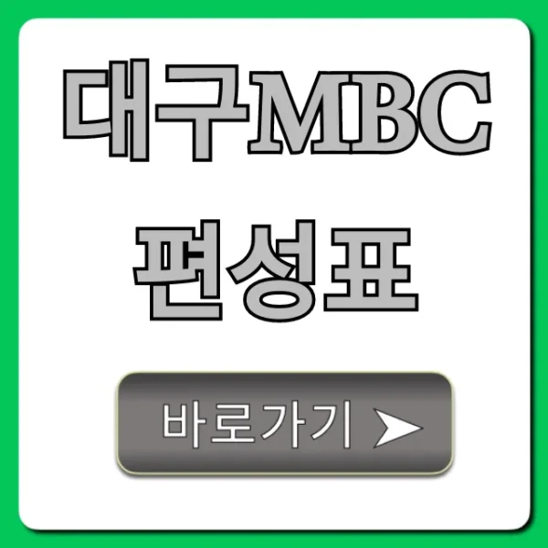 대구mbc편성표: 오늘/이번주 최신 실시간 총정리