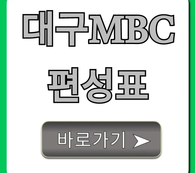 대구mbc편성표: 오늘/이번주 최신 실시간 총정리