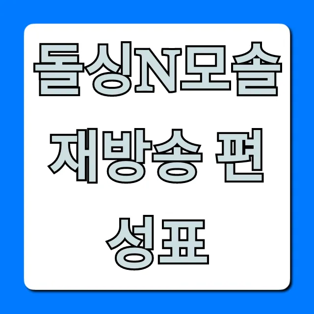 돌싱n모솔 재방송 편성표: 다시보기 채널 총정리