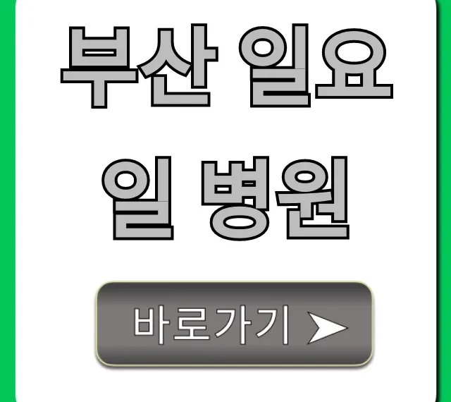 부산 일요일 병원 문 연 곳 진료시간 총정리