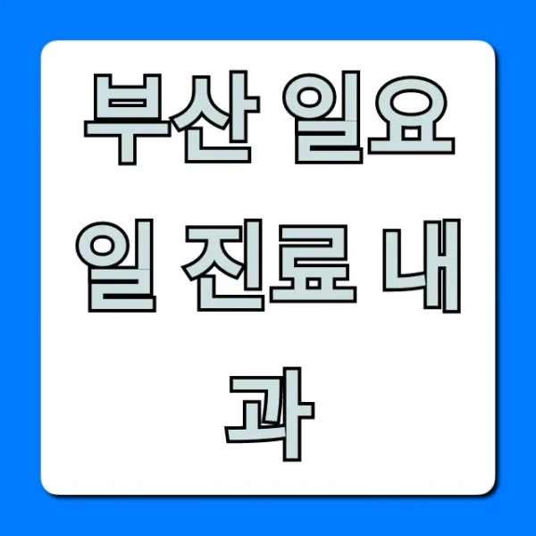 부산 일요일 진료 내과 필수 병원 총정리