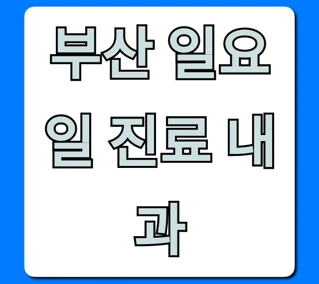 부산 일요일 진료 내과 필수 병원 총정리