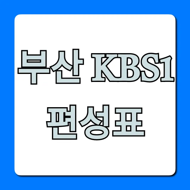 부산 kbs1 편성표 오늘 방송 시간 총정리