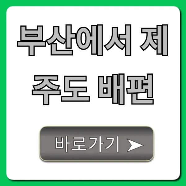 부산에서 제주도 배편 가격, 시간, 예약 총정리