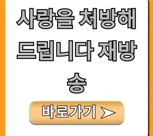 사랑을 처방해 드립니다 재방송 시간표 무료 다시보기 꿀팁