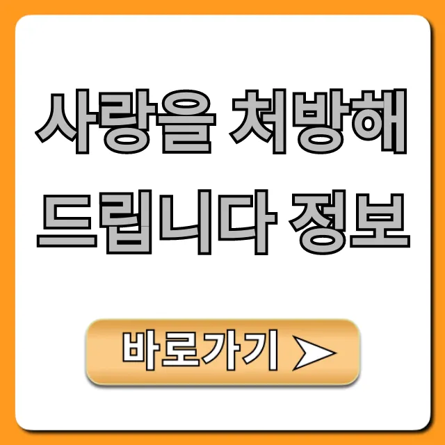 사랑을 처방해 드립니다 정보 완벽 가이드 및 신청 방법