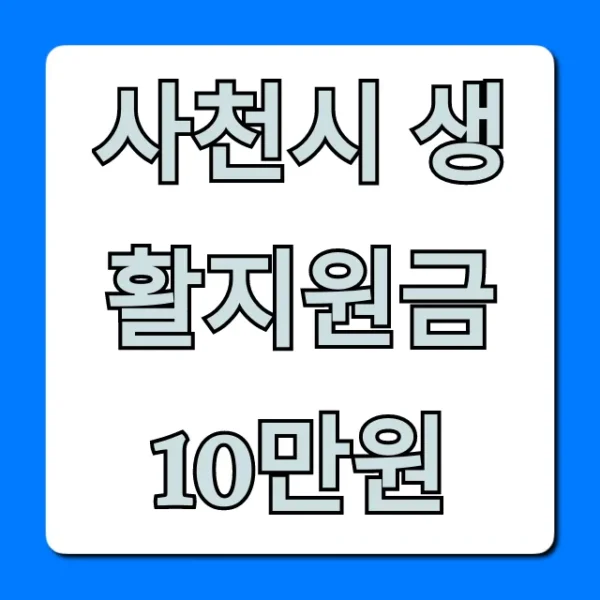 사천시 생활지원금 10만원 신청 방법 총정리