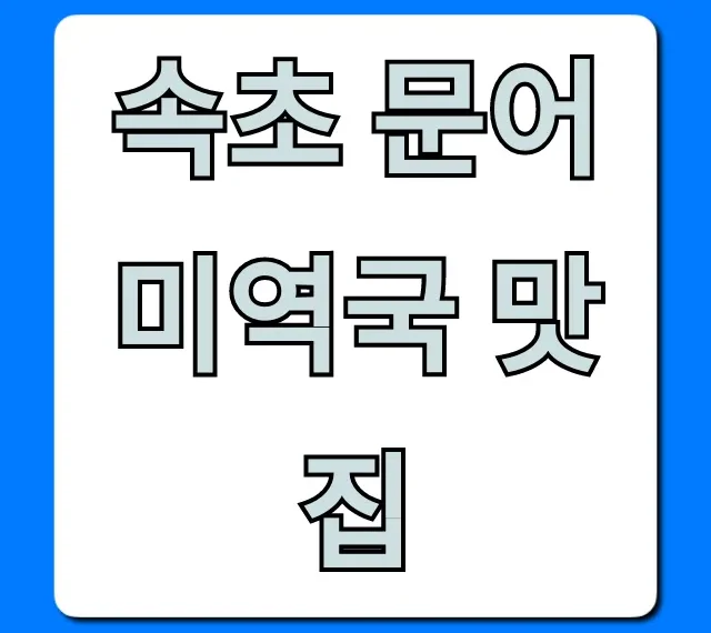 속초 문어 미역국 맛집 현지인 추천 총정리