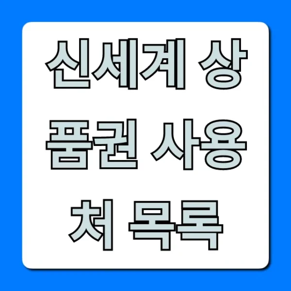 신세계 상품권 사용처 목록 온라인 사용법