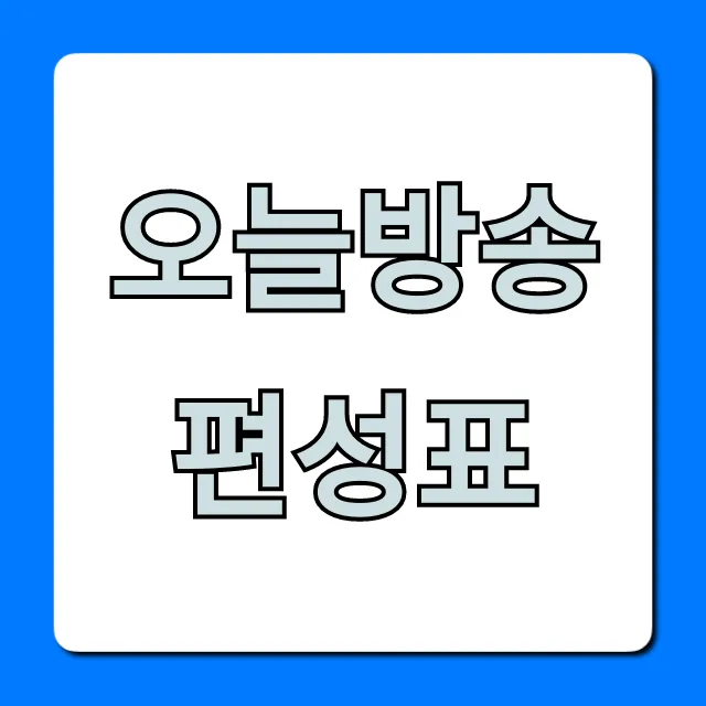 오늘방송편성표 실시간 총정리: 한눈에 확인!