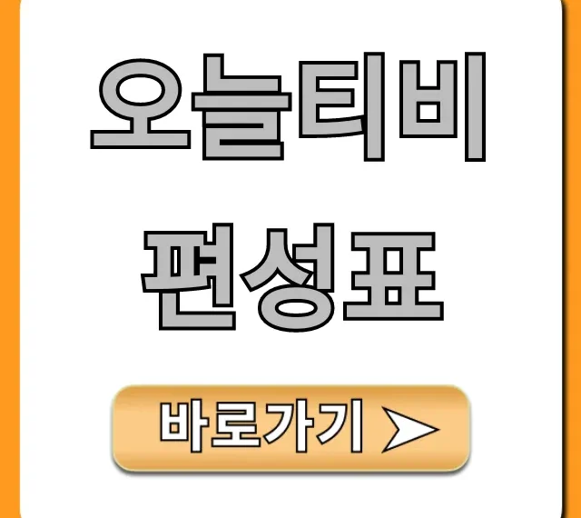 오늘티비편성표 전체 채널 실시간 총정리