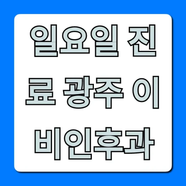 일요일 진료 광주 이비인후과 완벽 총정리