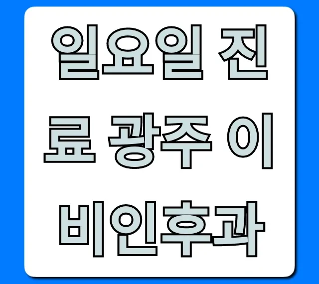 일요일 진료 광주 이비인후과 완벽 총정리
