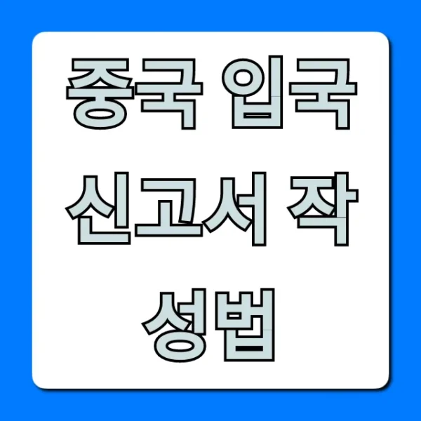 중국 입국신고서 작성법, 실수 없이 완벽 가이드