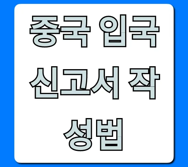 중국 입국신고서 작성법, 실수 없이 완벽 가이드