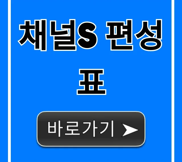 채널s 편성표 오늘 실시간 완벽 가이드