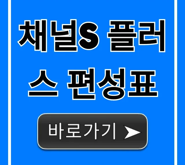 채널s 플러스 편성표 실시간 오늘 방송시간 총정리