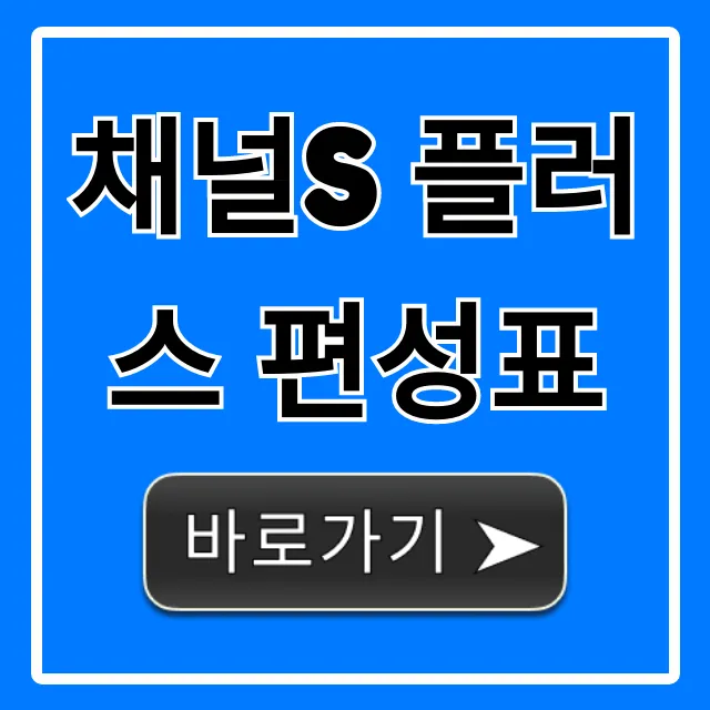 채널s 플러스 편성표 실시간 오늘 방송시간 총정리