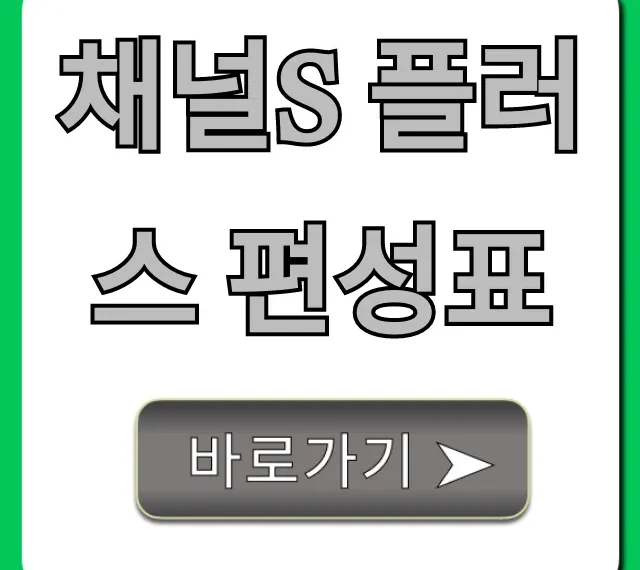 채널s 플러스 편성표 오늘 & 이번주 실시간 조회