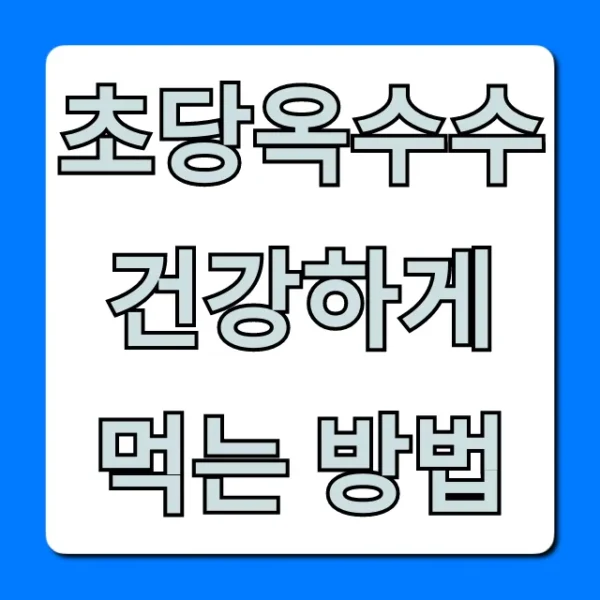 초당옥수수 건강하게 먹는 방법 다이어트 꿀팁