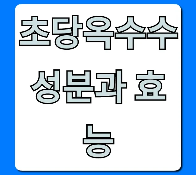 초당옥수수 성분과 효능, 다이어트 효과 총정리